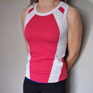 White and pink dry-fit tank top